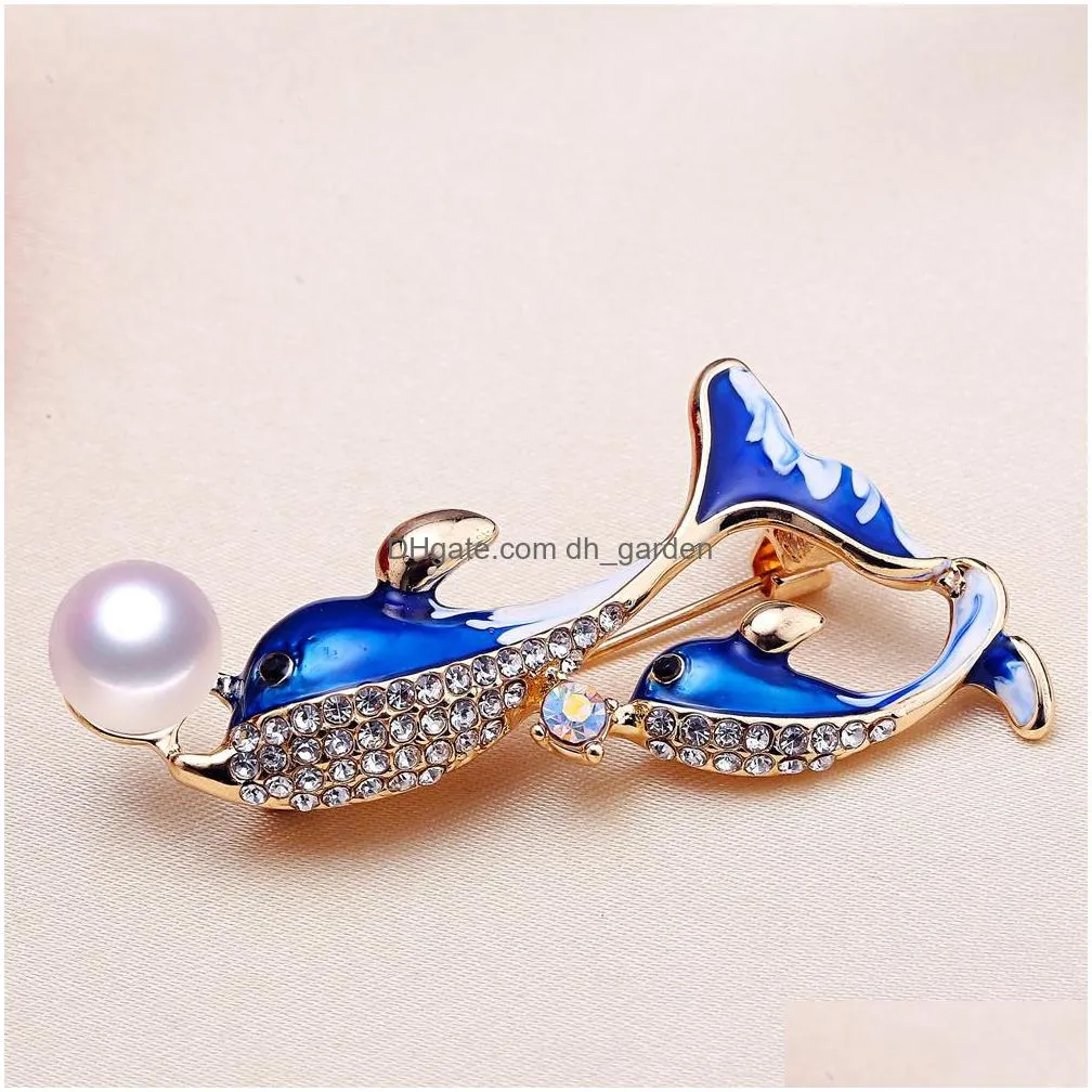 double  korean version thick gold-plated hand-painted glaze pearl brooch mounting brooch semi-finished mount for diy 