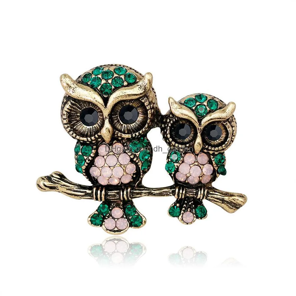 wholesale large bird owls crystal enamel brooches antiques bouquet parrot brooch pin scarf clips jewelry shipping