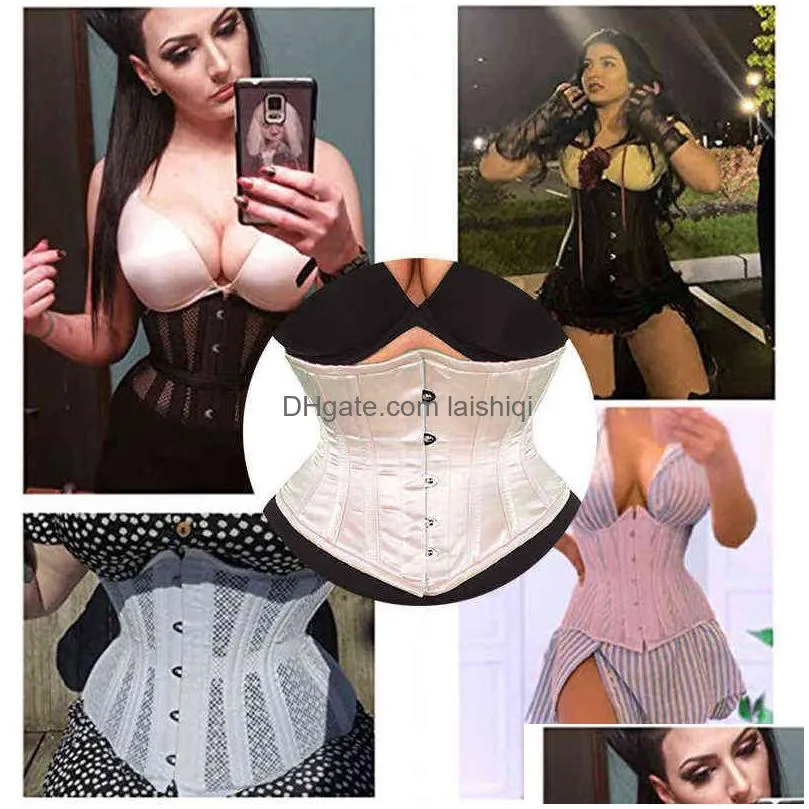 xxs xs underbust bustier corset women dress slimming waist trainer 26 steel bone wedding body shaper lace up cincher girdle belt