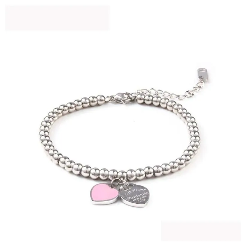 Chain Link Chain She Weier Charms Heart Braclet Bangles Beads Femme Gifts For Women Female Stainless Steel Jewelry Braslet Jewelry Bra Dhpgi