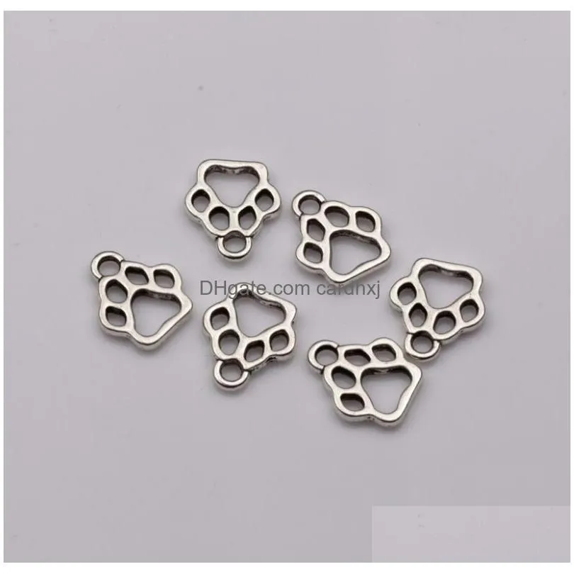 Charms 500Pcs Alloy Hollow Dog Paw Charm Pendant For Jewelry Making Bracelet Necklace Diy Accessories 11X1M Antique Sier Jewelry Jewel Dhho8