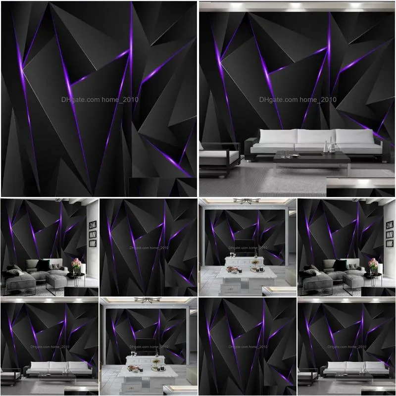 3d wallpaper three-dimensional black living room bedroom home decor wall covering 3d stereoscopic wallpaper