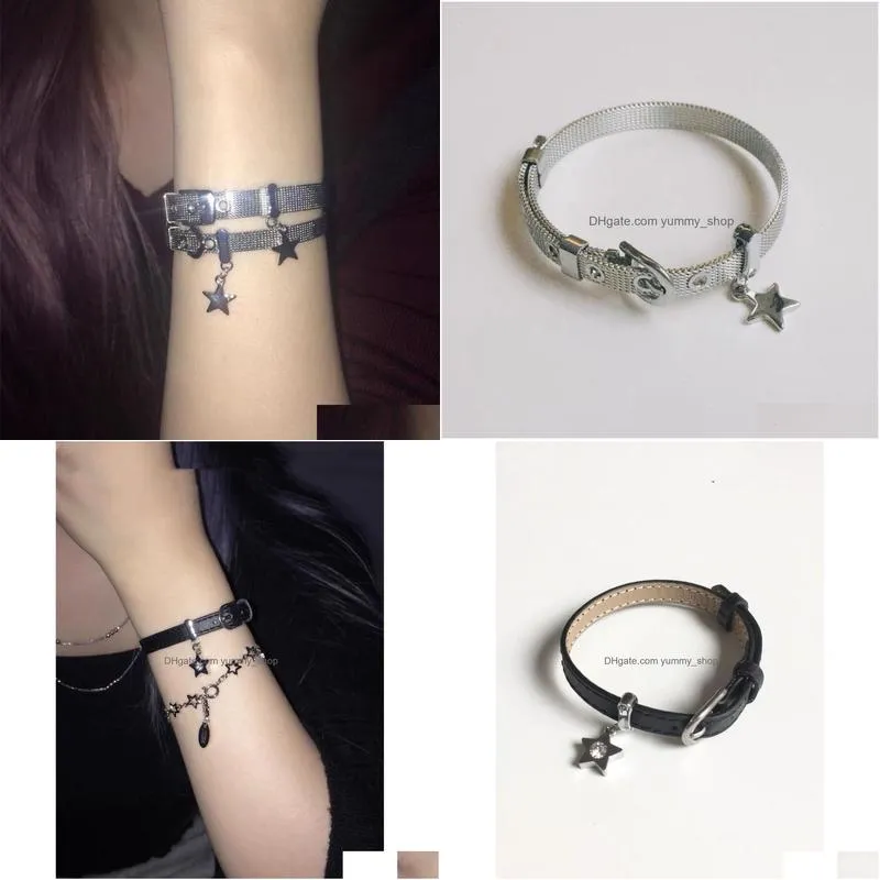 chain y2k harajuku star charms steel belt bracelets bangles for women egirl punk cool pentagram bracelet on hand jewelry 230508