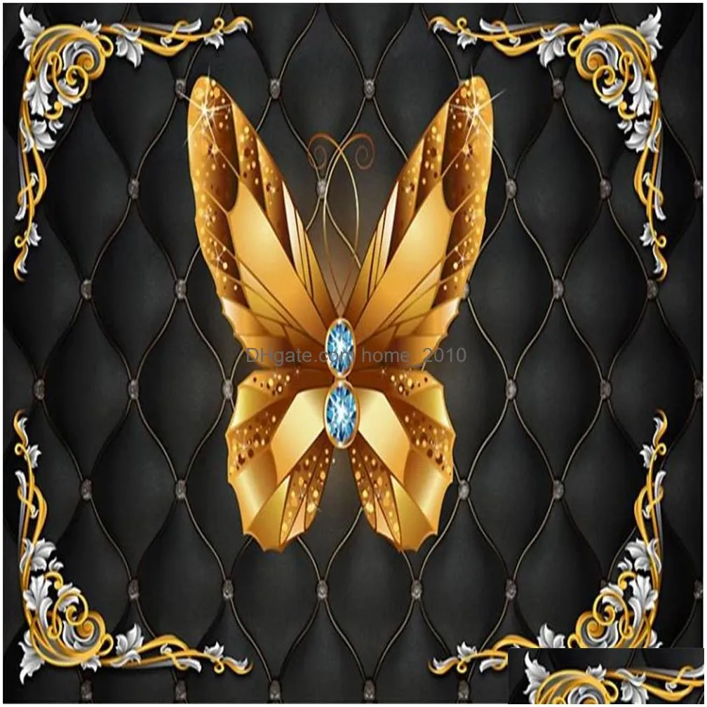 golden butterfly jewelry 3d wallpapers background wall 3d murals wallpaper for living room