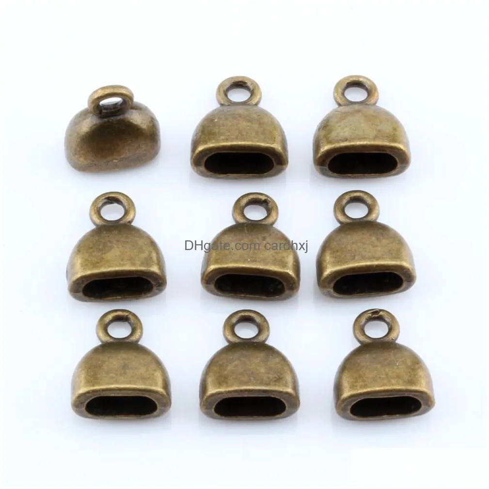 Bead Caps 100Pcs Antique Bronze Zinc Alloy Cup Cord End Cap Stopper 10X1M Diy Jewelry Jewelry Jewelry Findings Components Dh4N0