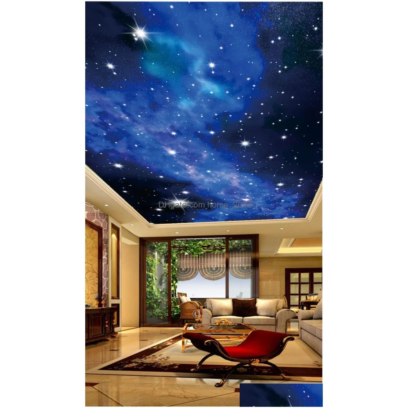 custom painting starry night view childrens room ceiling wall mural modern designs 3d living room bedroom ceiling wallpaper papel de
