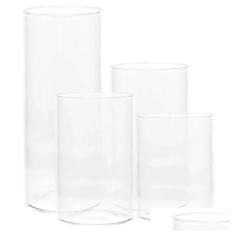 Candle Holders 4 Pcs Glass Cup Hurricane Clear Supplies Cylinder Er Candlestick Drop Delivery Home Garden Decor Otbfx