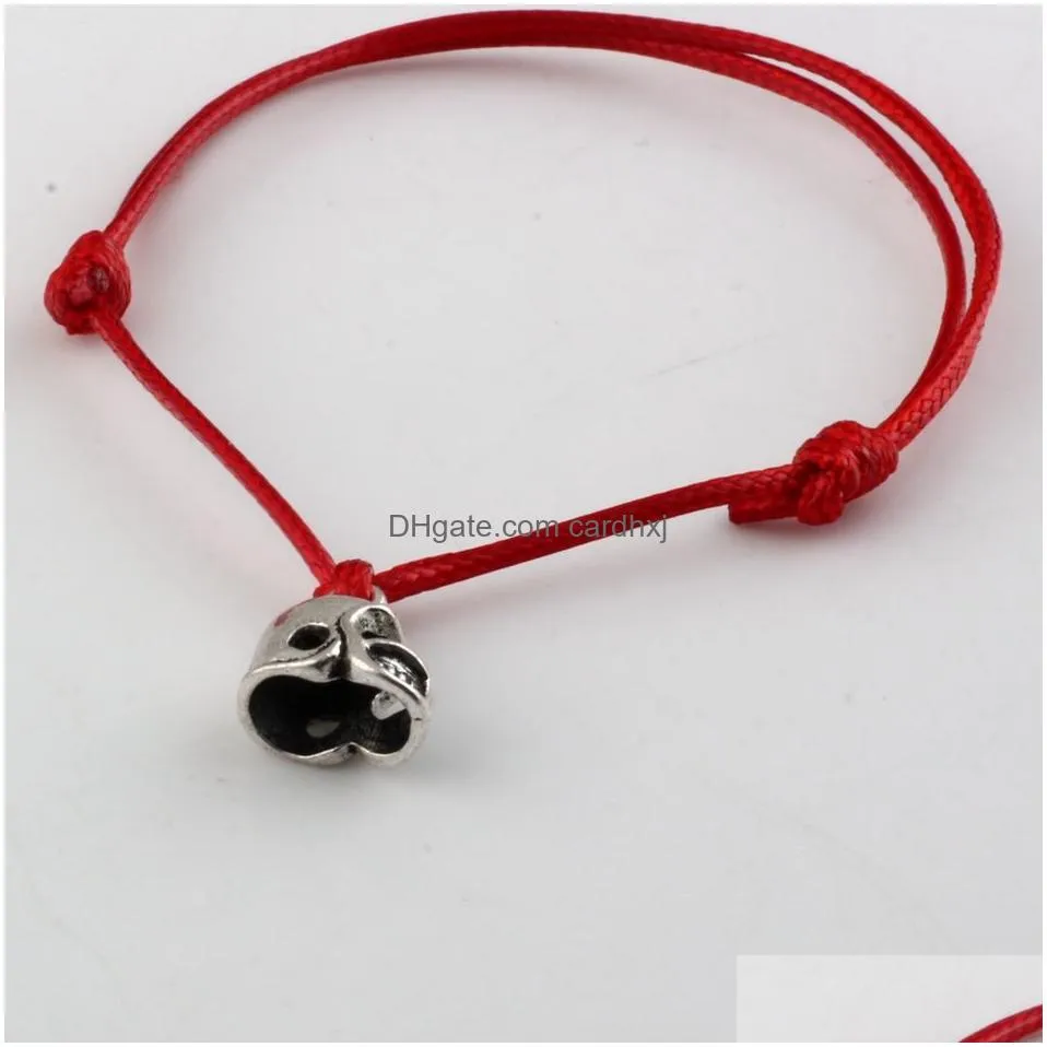 Charms 100Pcs New Adjustable Bracelets Red Color Waxes Rope Antique Sier Alloy 3D Small Football Helmet Charms Bracelet Jewelry Jewelr Dhmuv