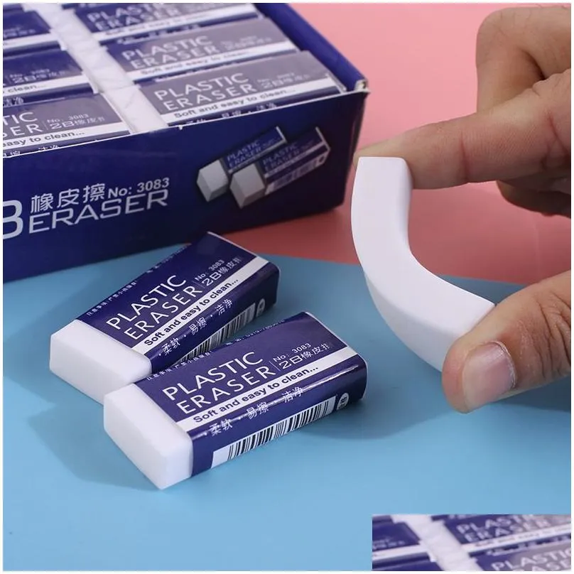 Erasers Wholesale 30Pcs/Pack White 2B Pencil Rubber Ding Art Sketch Painting Eraser Student Correction Exam Writing Pvc Erasers Suppli Dh6W5
