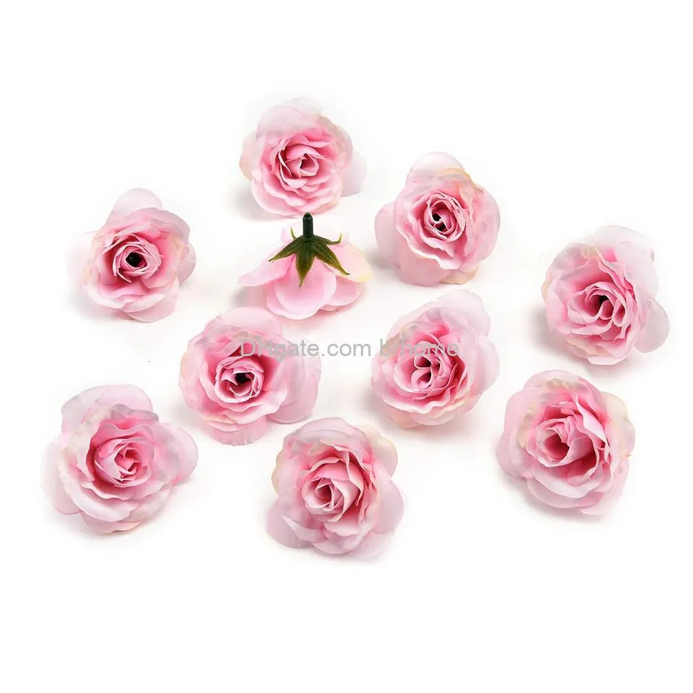 bulk artificial flowers spring outdoor rose flowers head silk flowers for crafts wedding home christmas decoration diy wreath scrapbook gift box decor 4.5cm colorful