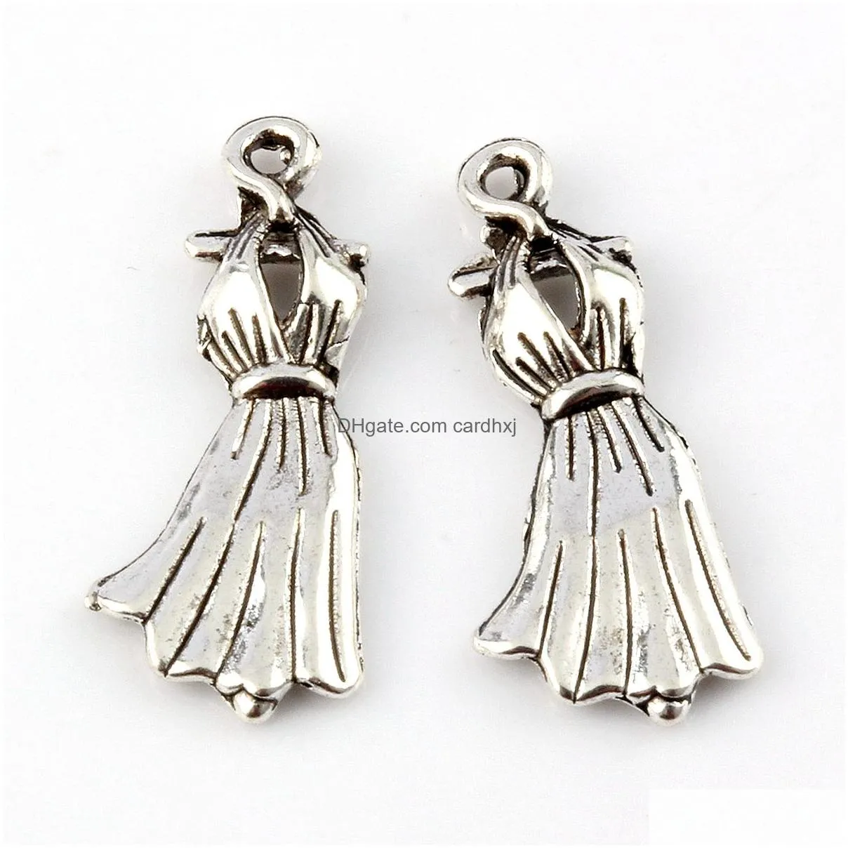 Charms 250Pcs Antique Sier Alloy Dress Charms Pendants For Jewelry Making Findings 10.5X26Mm Jewelry Jewelry Findings Components Dh92R