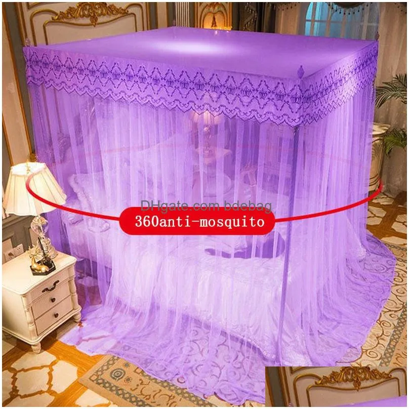 mosquito net luxury embroidery lace pleated mosquito net for bed square romantic princess queen size double bed net canopy mosquito tent mesh