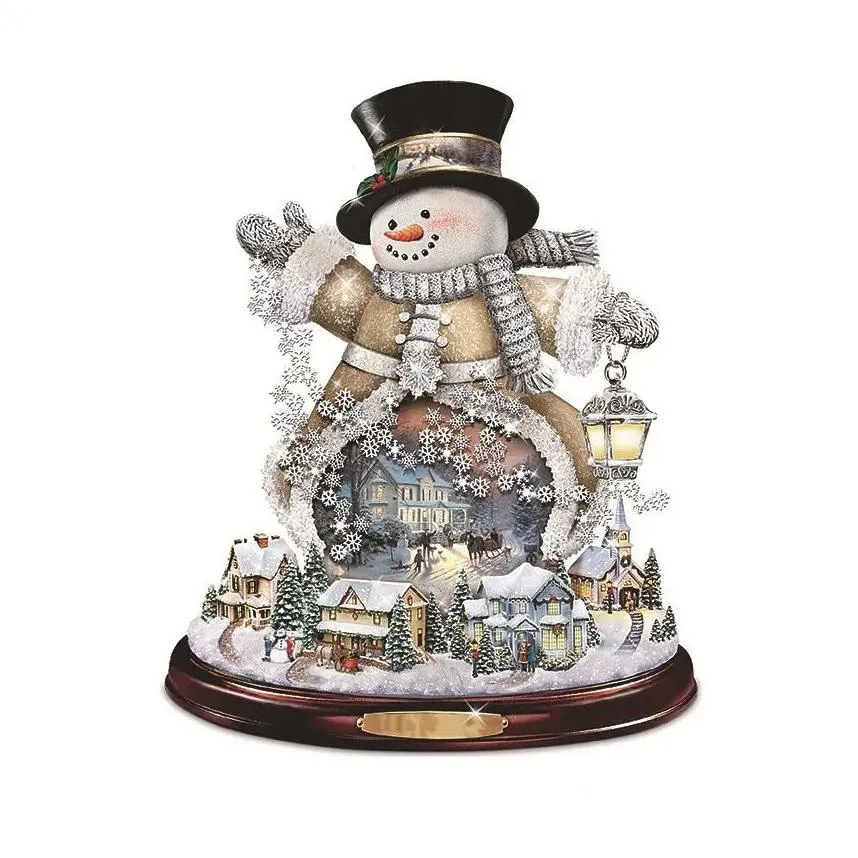 Christmas Decorations Christmas Decorations Crystal Tree Santa Claus Snowman Rotating Scpture Window Paste Sticker Winter Year Party H Ot7L1