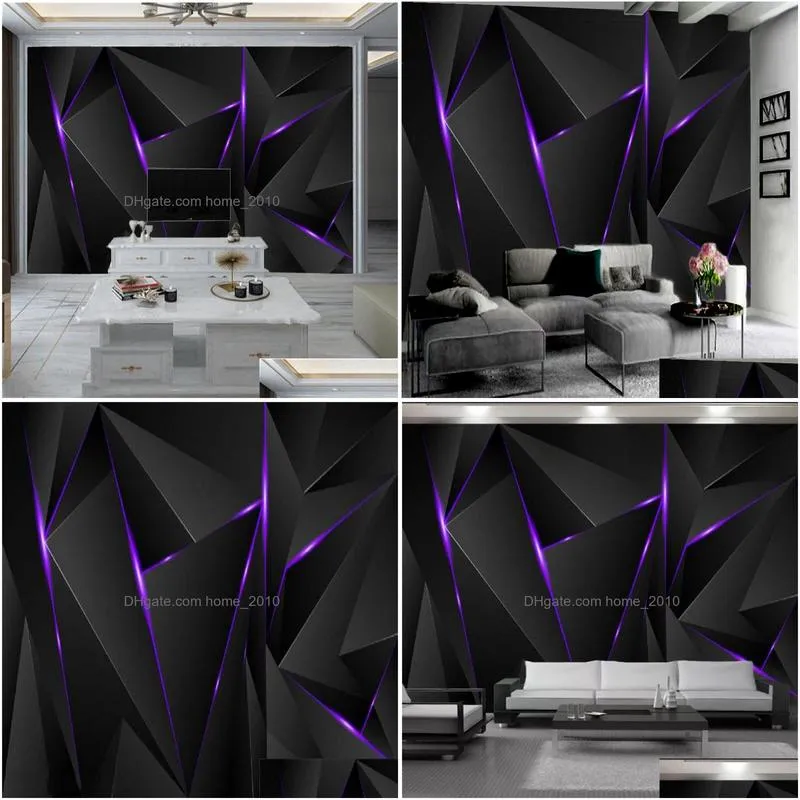 3d wallpaper three-dimensional black living room bedroom home decor wall covering 3d stereoscopic wallpaper