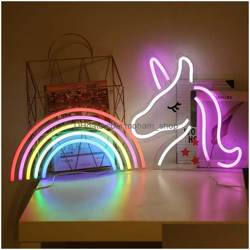 other event party supplies acrylic usb led neon night light colorful neon sign wall hanging sign lamp for home party holiday wedding decoration xmas gift