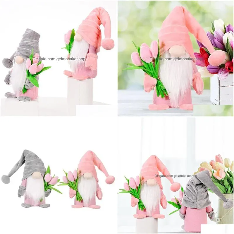 cute christmas decoration spring tulip gnomes plush dwarf doll toy home kitchen ornaments mothers day gift fy2683