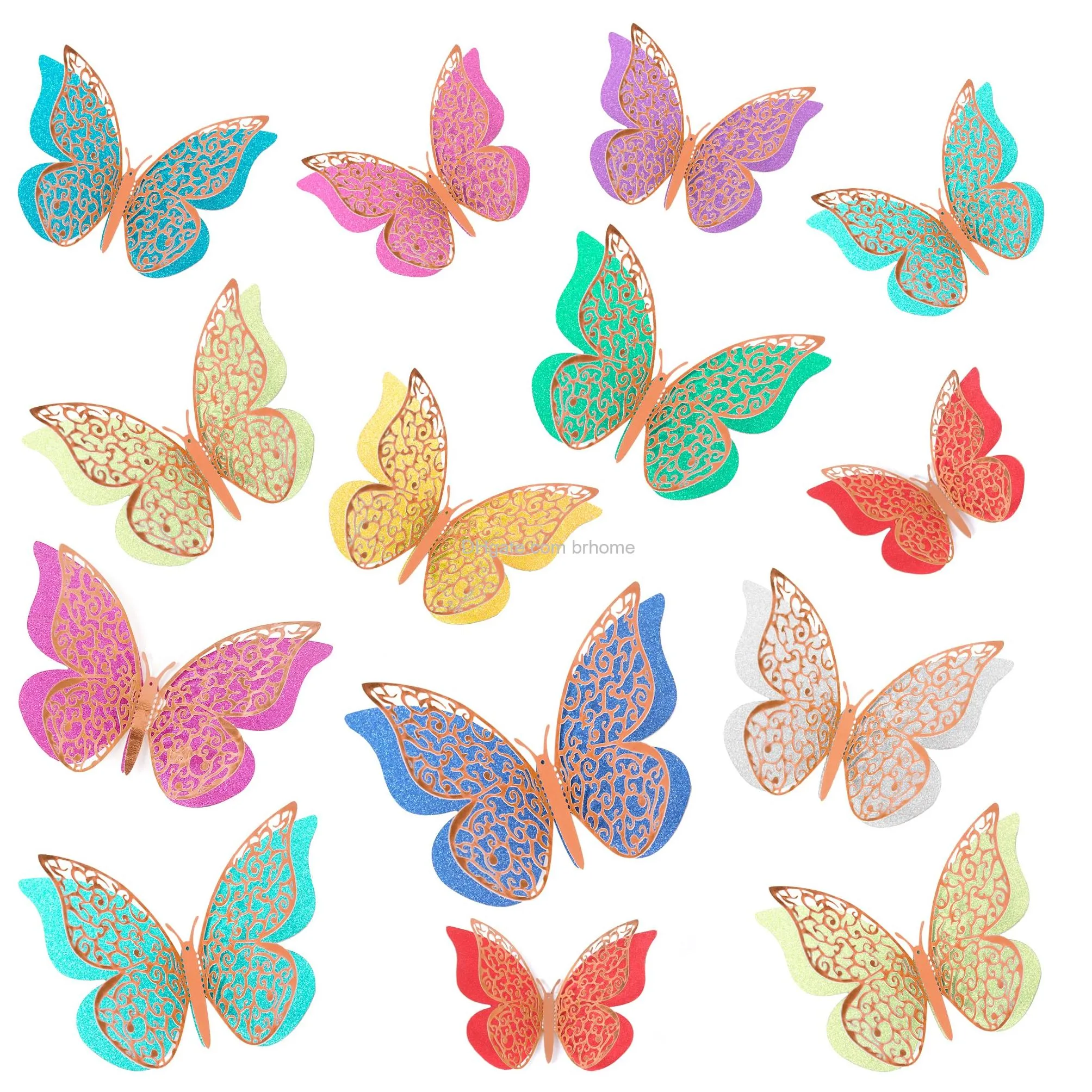 3d butterfly wall decor gold butterfly decoration for birthday party decoration removable wall stickers room decor nursery classroom wedding decor 3 size 5 style