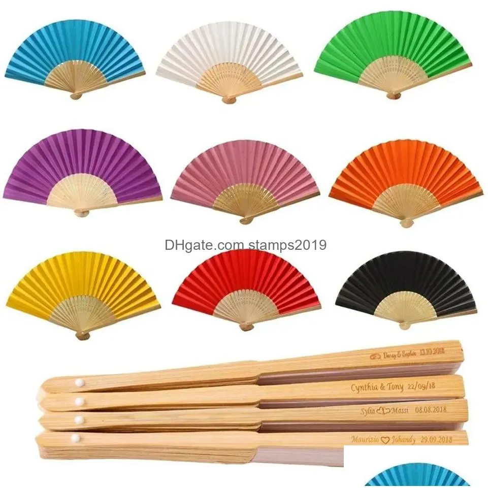 50pcs personalized folding paper hand fan fold vintage paper fans wedding party favors baby shower gift wedding decoration fan 