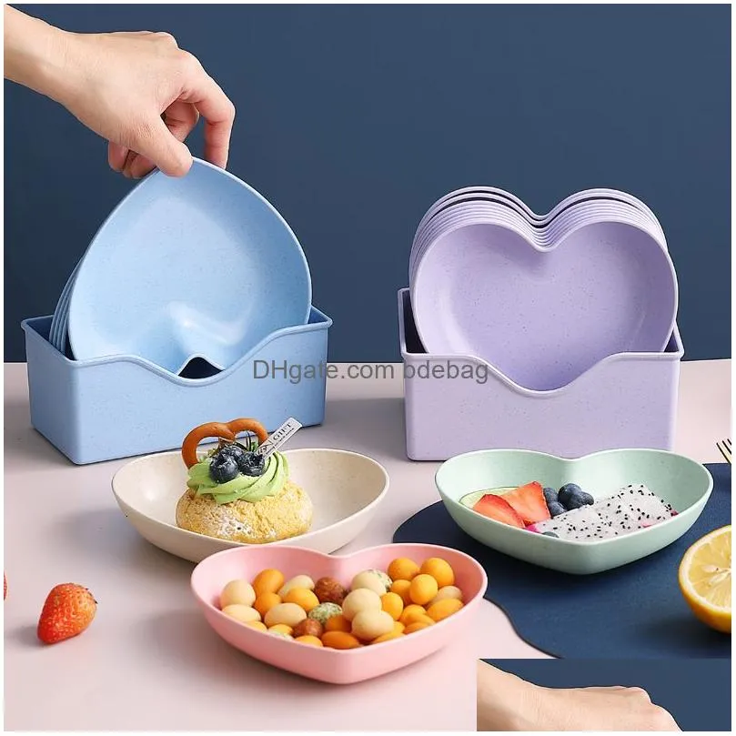 dishes plates 5pcs creative love heart spit bone dish household food grade plastic spit bone dish round square set dining table garbage plate