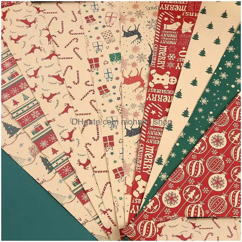 gift wrap 1pc 7050cm christmas kraft gift wrapping paper gift paper old man snow elk xmas gift decoration j230224