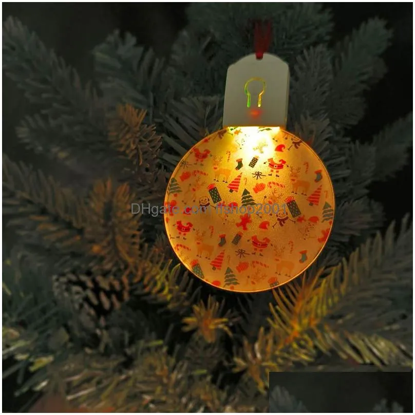 sublimation blanks led acrylic christmas ornaments with red rope for christmas tree decorations