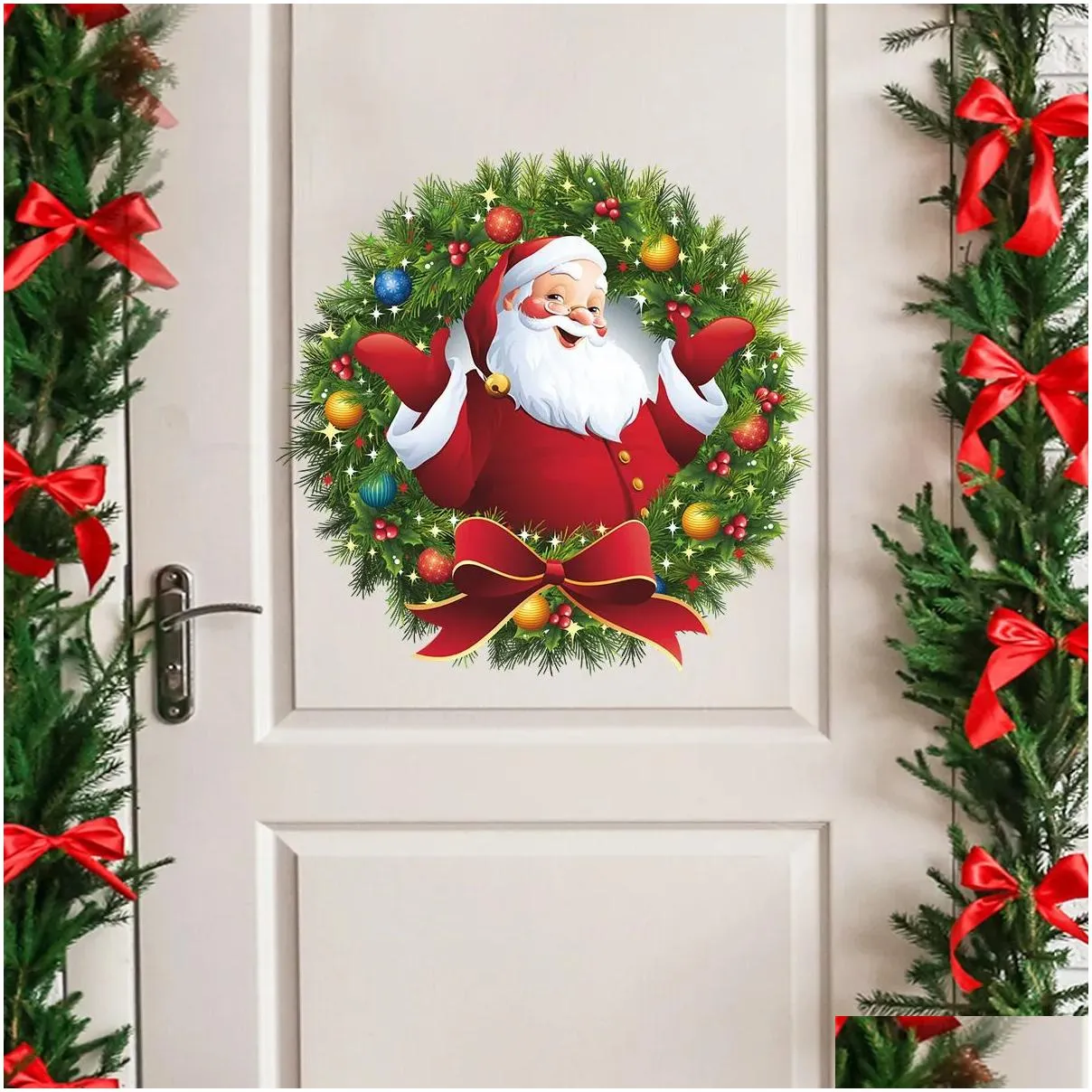 Christmas Decorations Christmas Decorations Crystal Tree Santa Claus Snowman Rotating Scpture Window Paste Sticker Winter Year Party H Ot7L1