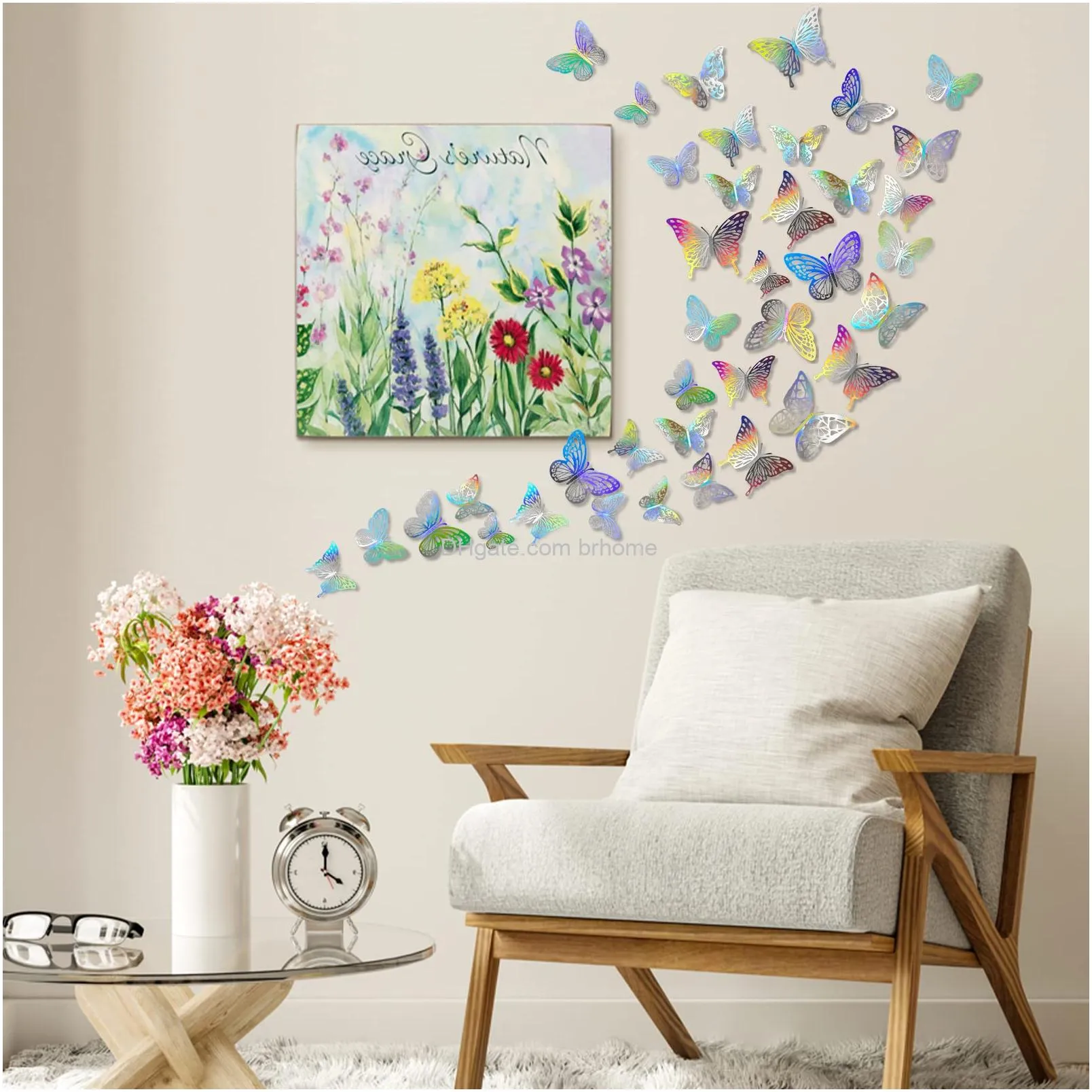 3D Butterfly Butterfly Wall Stickers B&M 4 Styles & Sizes For Home