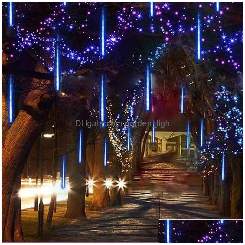 led meteor shower rain lights christmas light snowfall led strips 8pcs/set 30 50 cm decoration light 100-240v eu us plug