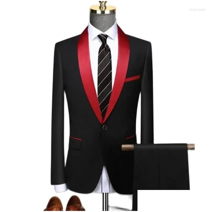 Men`S Suits & Blazers Mens Suits Lapel Collar 3 Piece Suit Set Coat Vest Trousers / Business Groomsmen Groom Wedding Dress Blazer Jack Otpdk