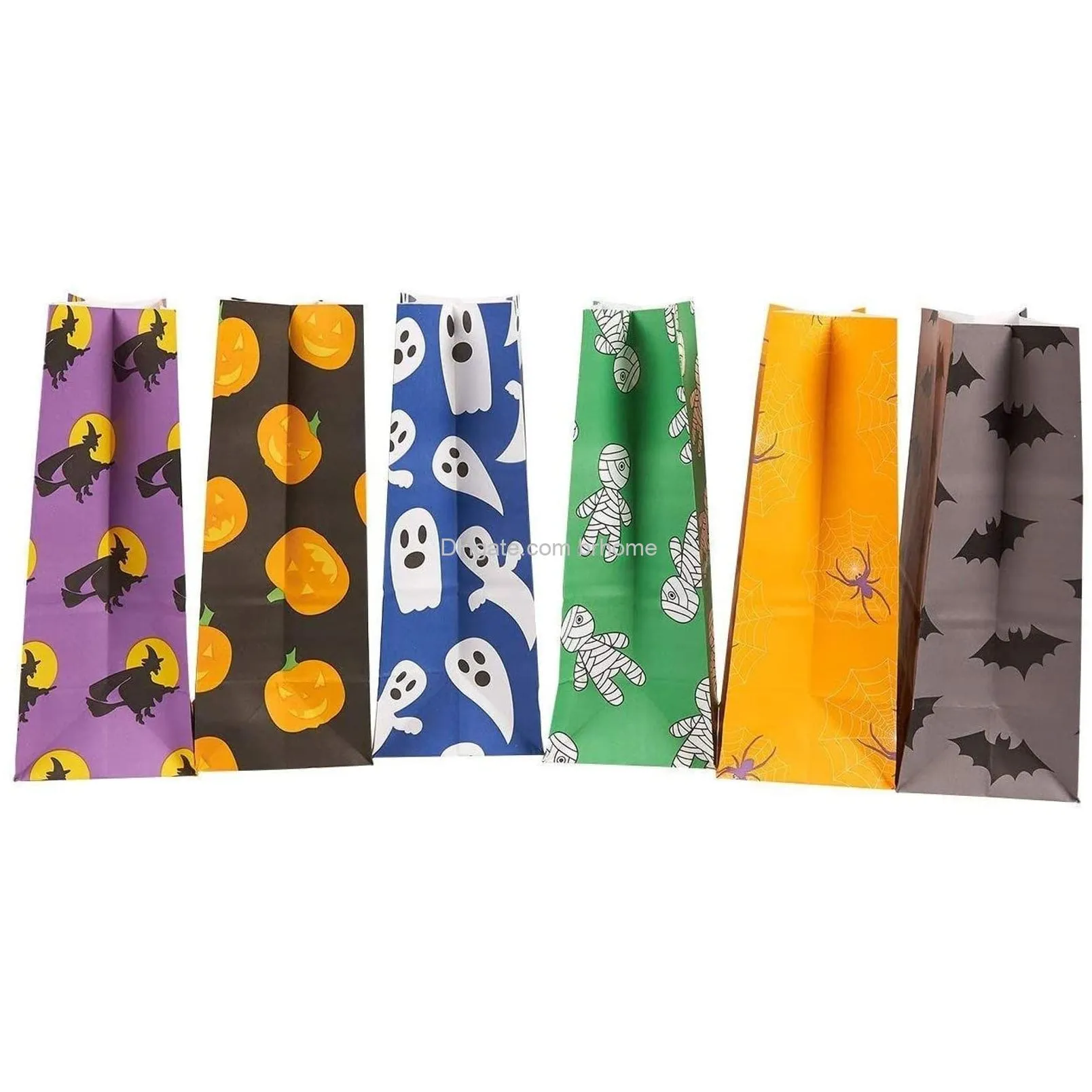halloween party treat paper bags 6 designs 5.1 x 8.75 x 3.25 inches
