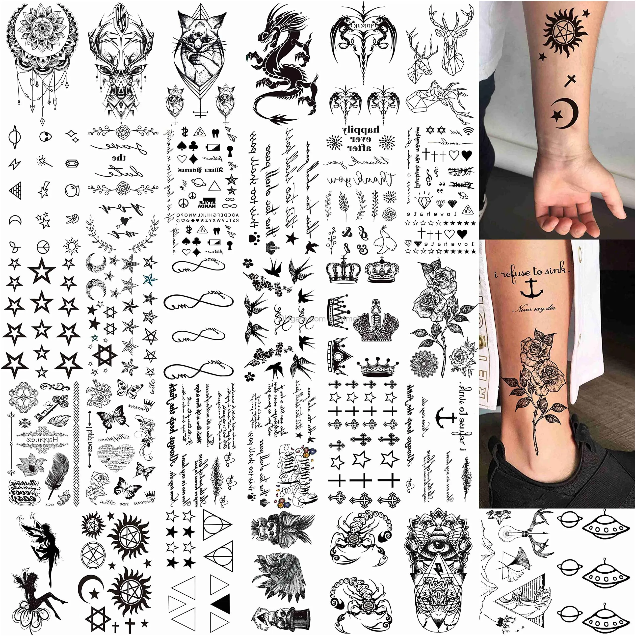 Temporäre Tattoos, 64 Blatt, vielfältig, winzig, wasserdicht, für Männer  und Frauen, Mond, Stern, Schmetterling, Vögel, Planeten, gefälschte Kinder