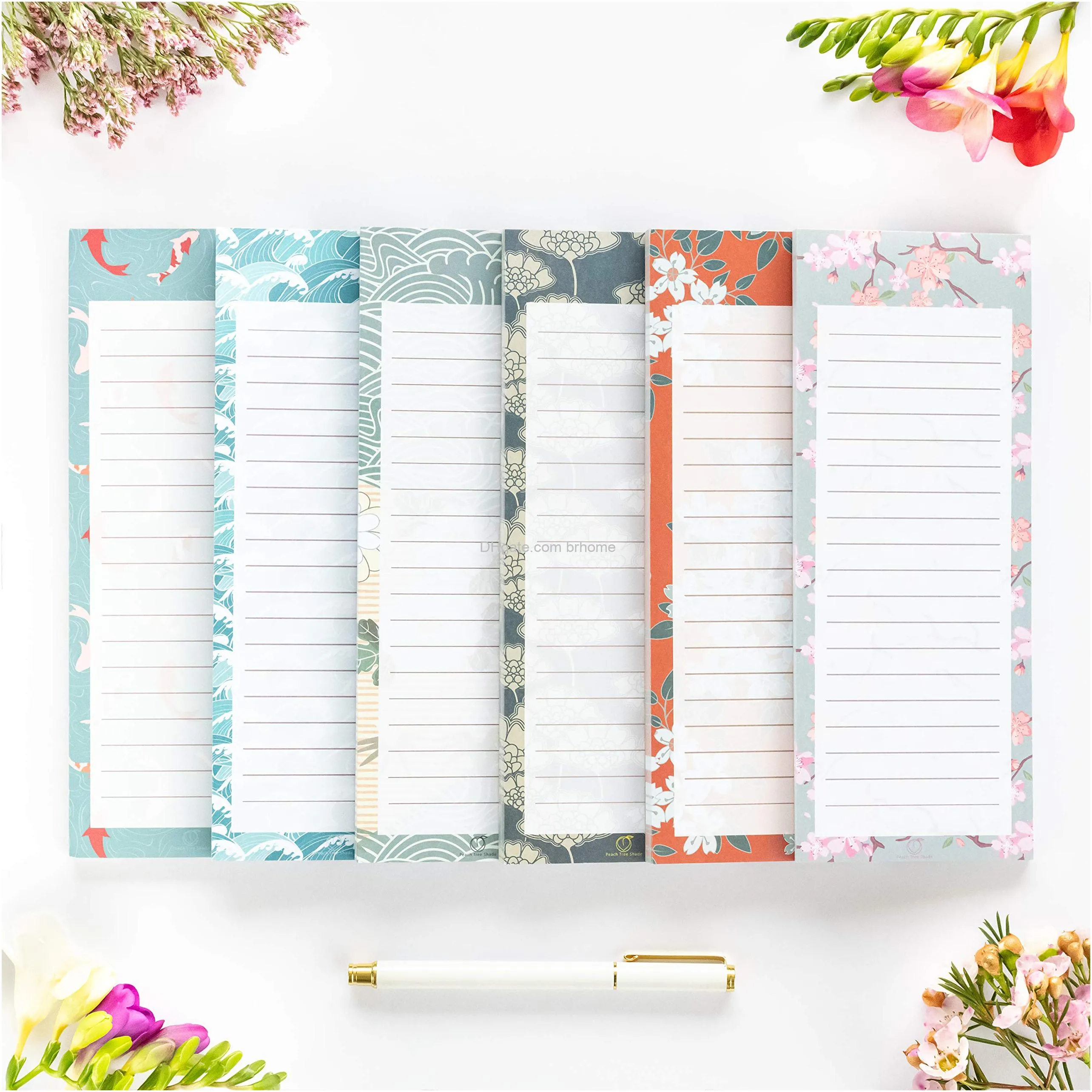 grocery list magnet pad for fridge magnetic note pads lists 60 sheets per pad 6 cute floral designs full magnet back todolist notepads