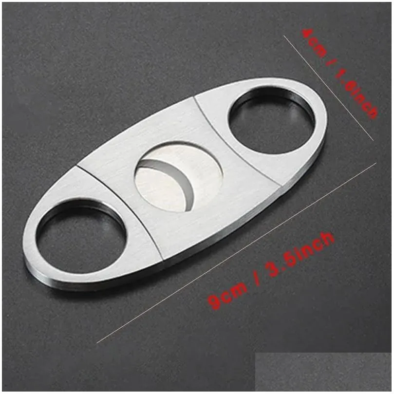 Cigar Accessories Stainless Steel Cigar Cutter Knife Portable Small Double Blades Scissors Metal Cut Devices Tools Smoking Accessories Dhhzg