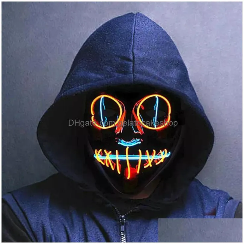  demon slayer glowing el wire mask kimetsu no yaiba characters cosplay costume accessories japanese anime fox halloween led mask