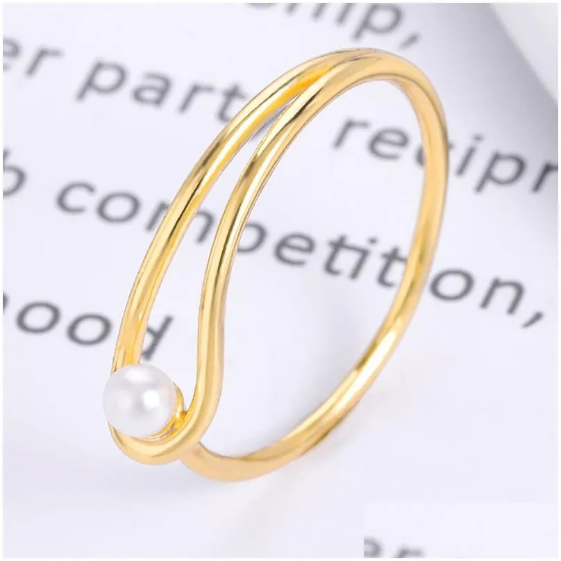 Band Rings Elegant Temperament Pearl Rings For Women Simple Romantic Wedding Ring Fashion Female Jewelry Finger Accessories Gifts Wife Otqqc