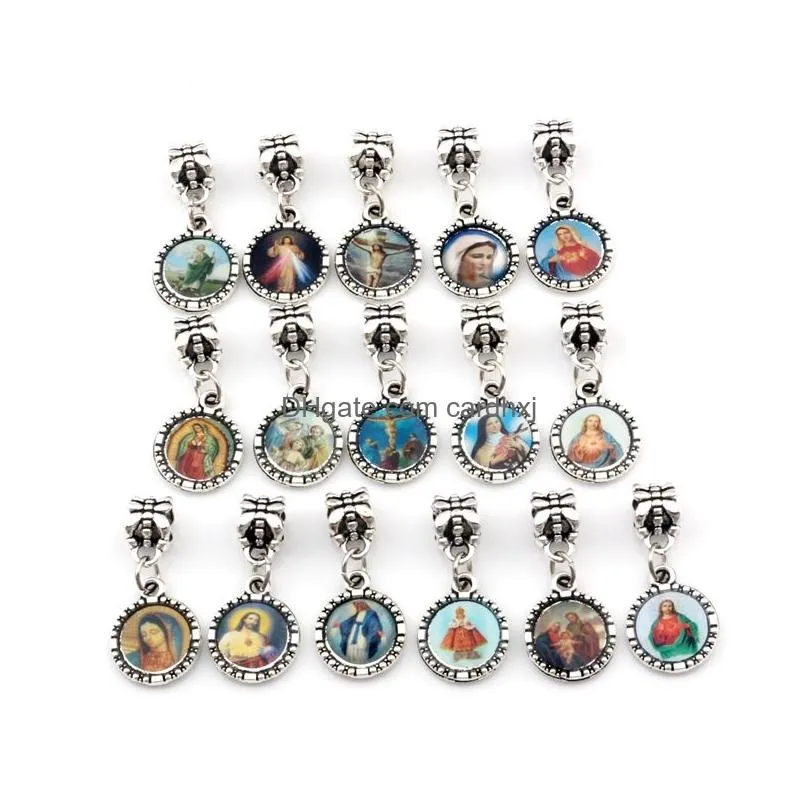 Charms 150Pcs/Lots Round Jesus Christ Dangle Charm Beads Fit Pendant Bracelet Necklace Diy Jewelry Relius Christmas Gift 13X28Mm Jewel Dharz