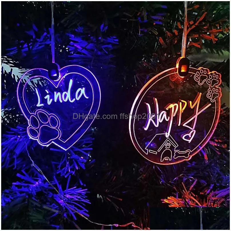 acrylic glowing christmas tree hanging decorations colorful glitter custom christmas ornaments