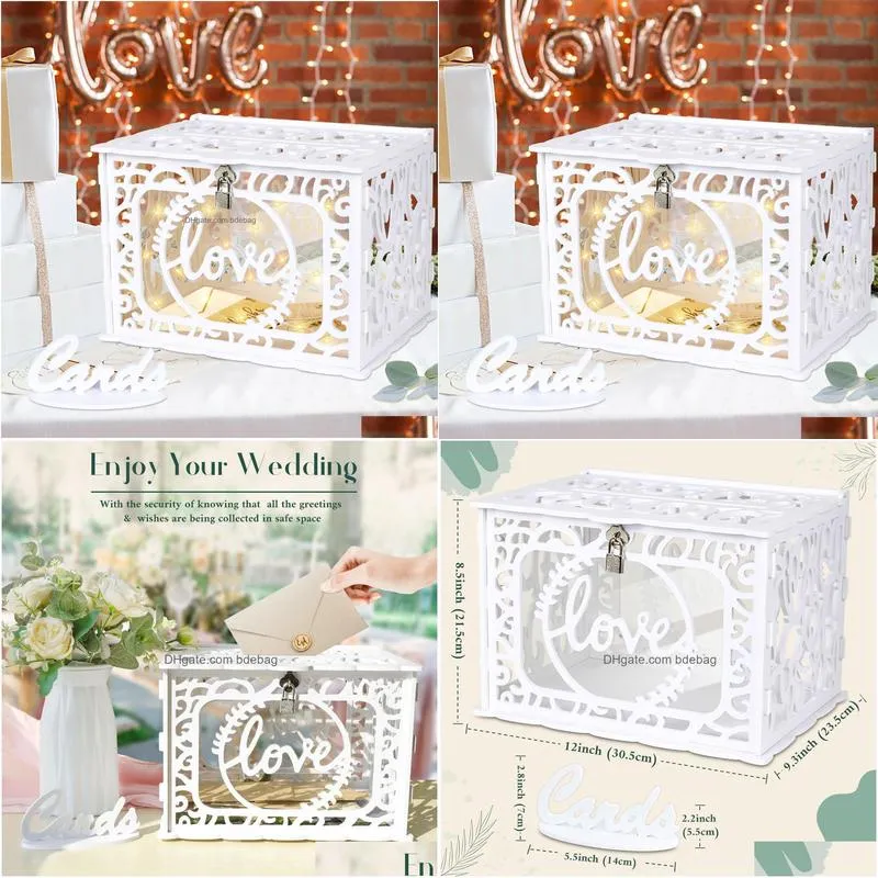 other event party supplies ourwarm urn wedding card box pvc money envelope with lock sign for birthday baby shower graduation 230901