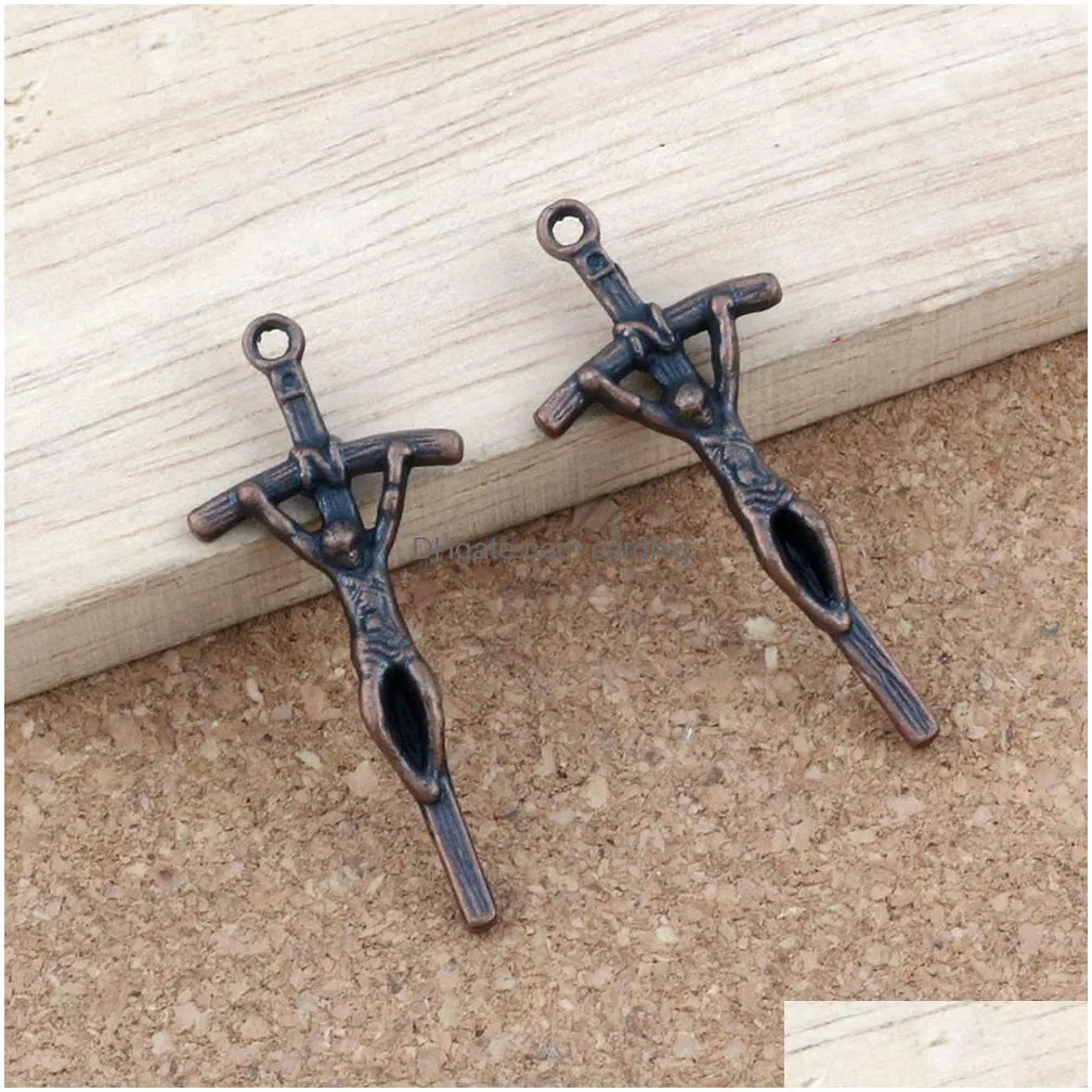 Charms 100Pcs Ancient Copper Jesus Christ Crucifix Cross Relius Charm Pendants For Jewelry Making Bracelet Necklace Diy Accessories Je Dhwkt