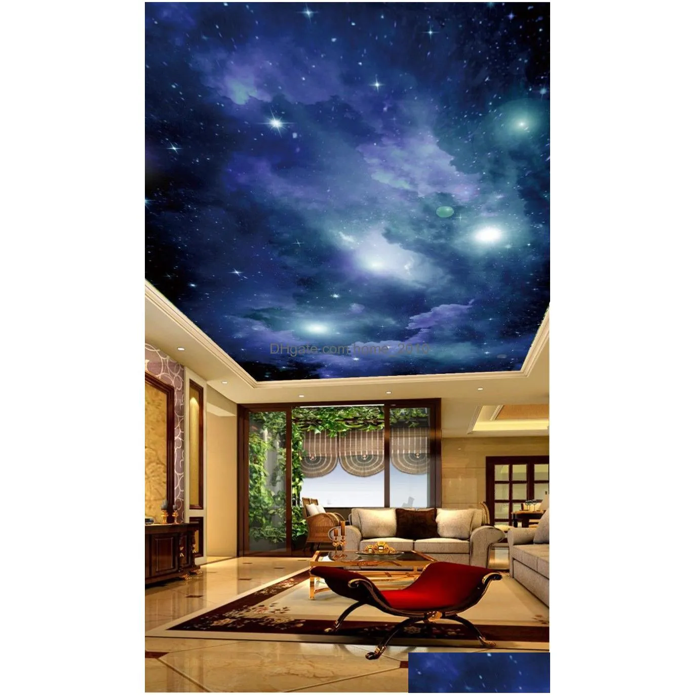 custom 3d p o wallpaper space starry night scene ceiling wall painting living room bedroom wallpaper home decor