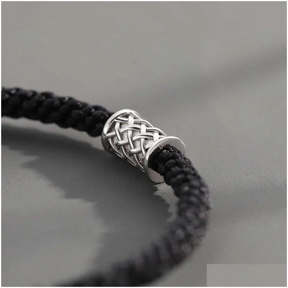 Beaded Xinsu38 Adjustable Retro Geometry Simple Letters Seven Virtues Hand Ring Braided Rope Jewelry Gift Men Bracelets Korean Jewelry Otii0