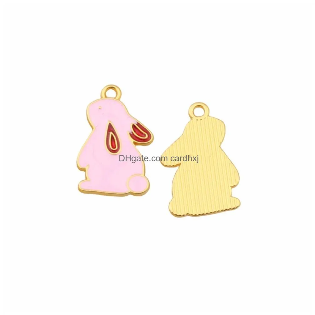 Charms 100Pcs Fashion Enamel Rabbit Pendant For Diy Handmade Jewelry Bracelet Accessories Charms Jewelry Jewelry Findings Components Dhoiv