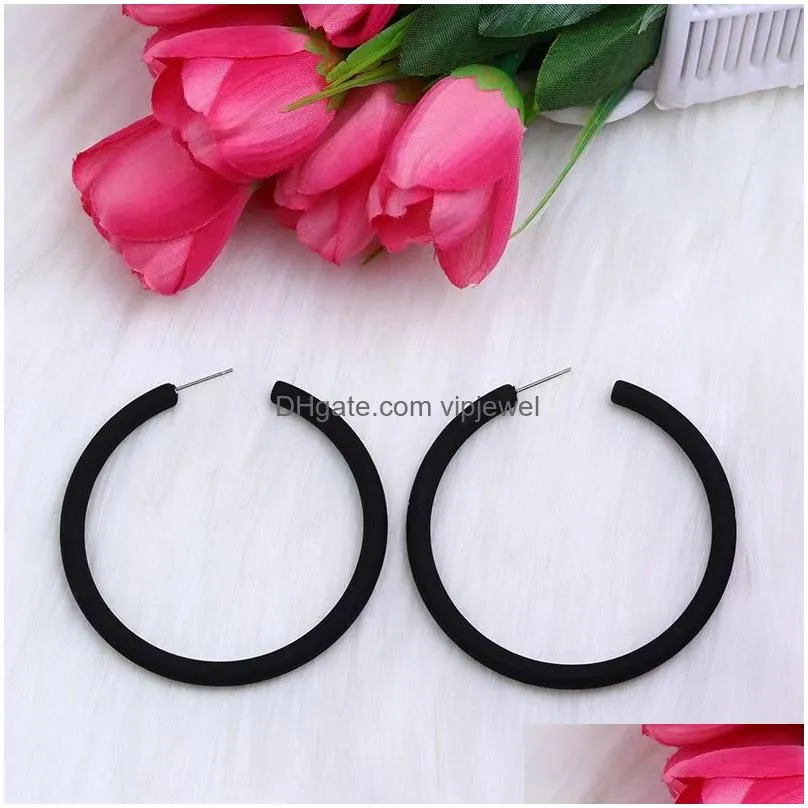 round earrings acrylic epoxy spray paint fashion exaggeration simple large circle earrings