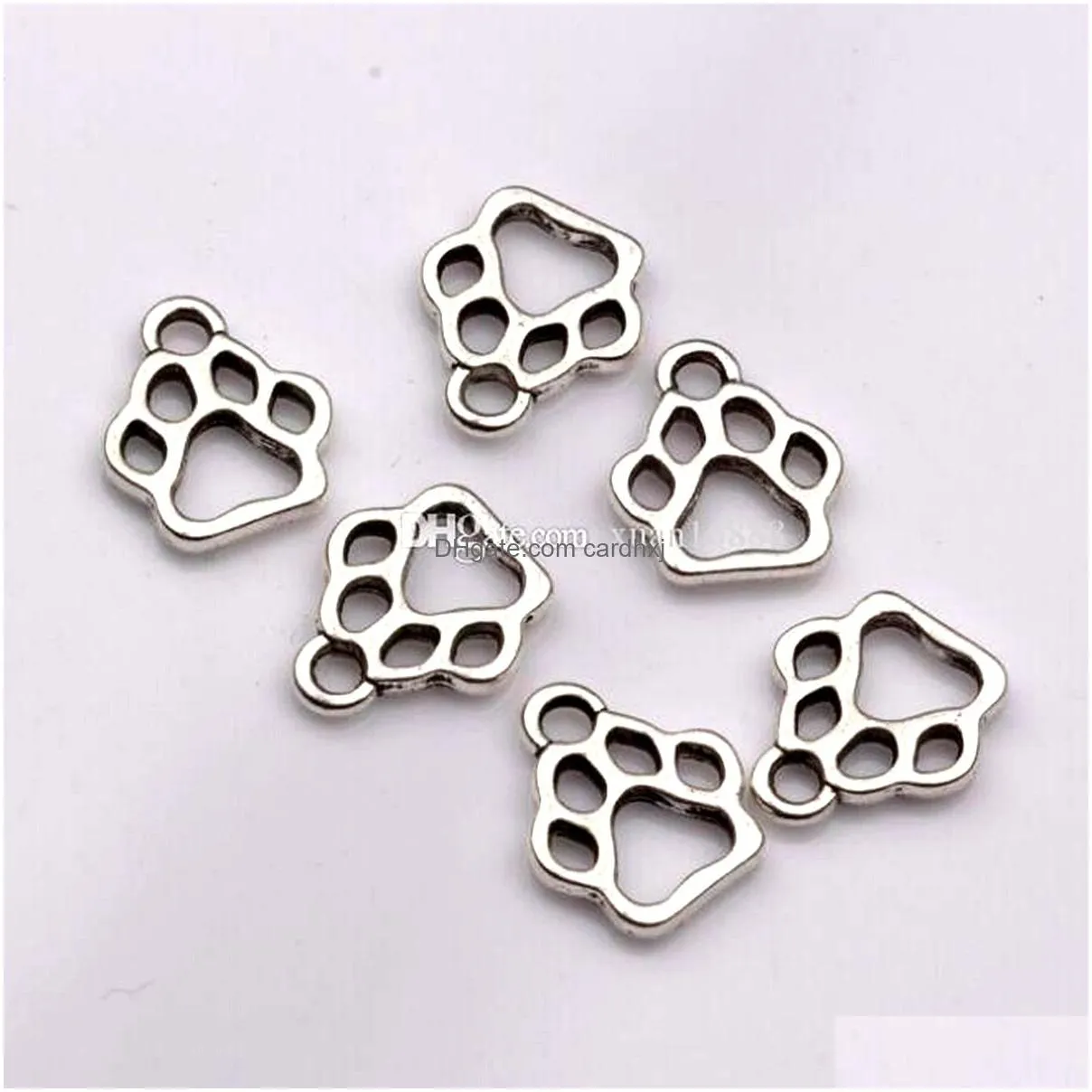 Charms 500Pcs Alloy Hollow Dog Paw Charm Pendant For Jewelry Making Bracelet Necklace Diy Accessories 11X1M Antique Sier Jewelry Jewel Dhho8