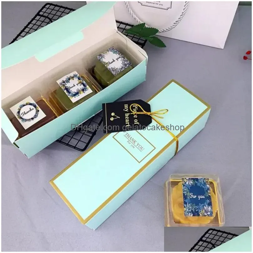 floral printed long macaron gift box moon cake box carton present packaging for cookie wedding favors candy box wholesale