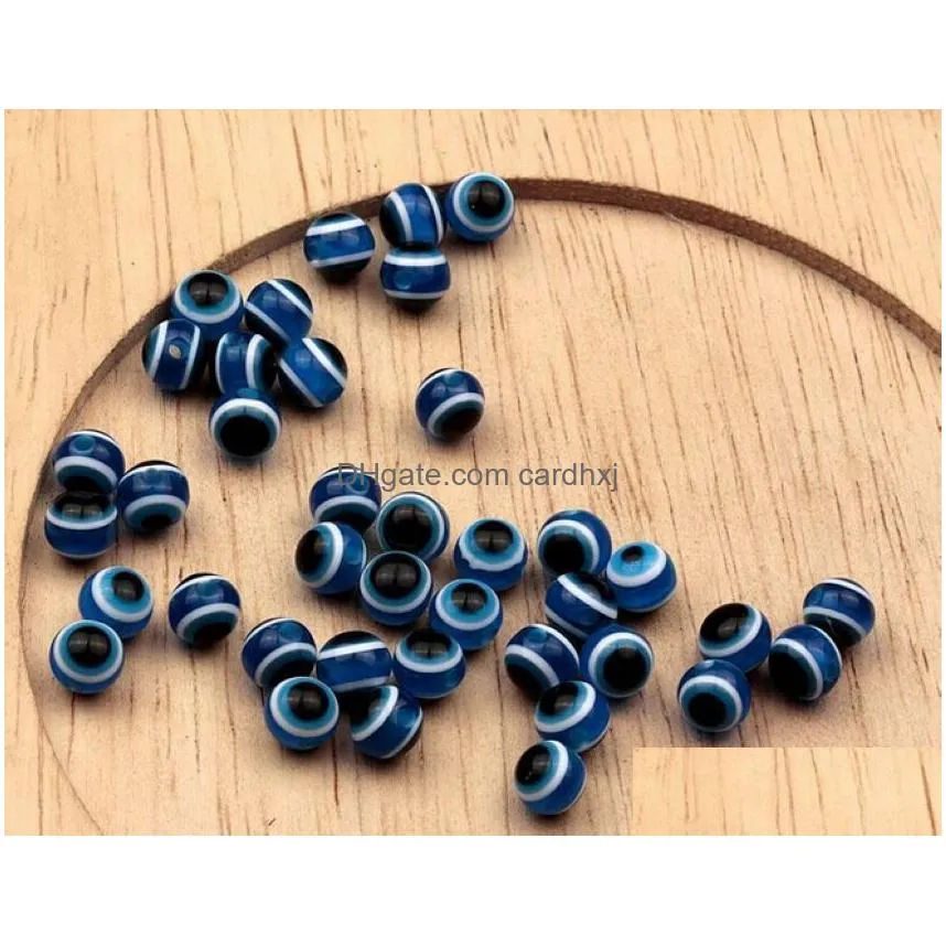 Spacers 1000Pcs Blue Acrylic Kabh Evil Eye Ball Round Spacer Beads 4.5Mm / 5Mm /6Mm 8Mm Diy Jewelry Jewelry Jewelry Findings Component Dhlbt