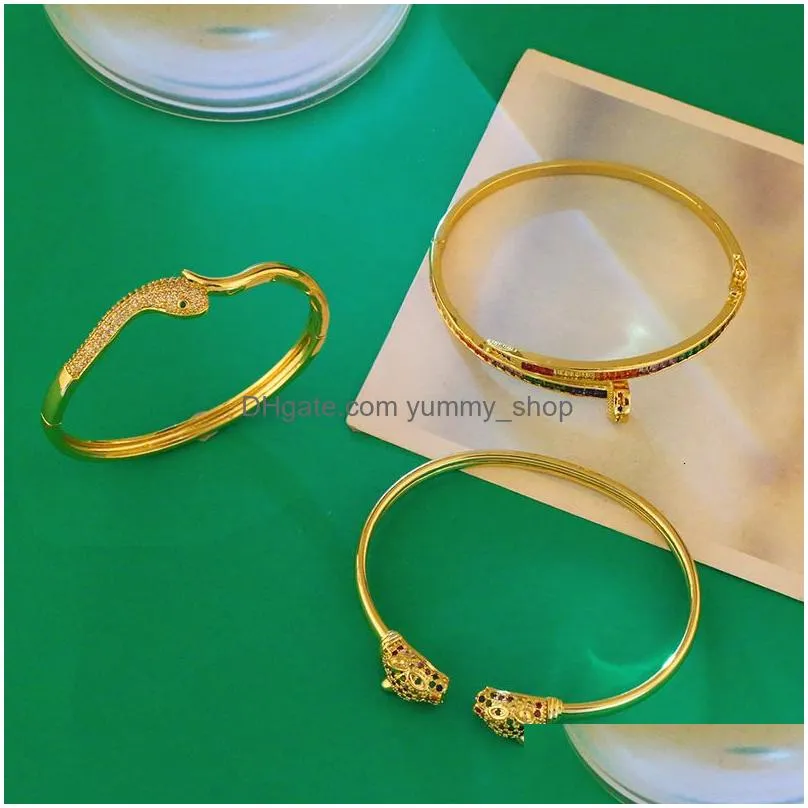 bangle vintage snake bracelets for women zirconia stainless steel animal adjustable bracelet jewelry gift bijoux femme 230215