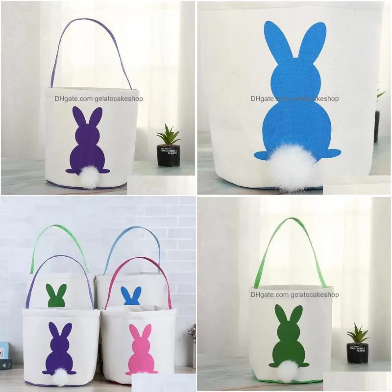 dhs canvas easter basket bunny ears good quality easter bags for kids gift bucket cartoon rabbit carring eggs bag 