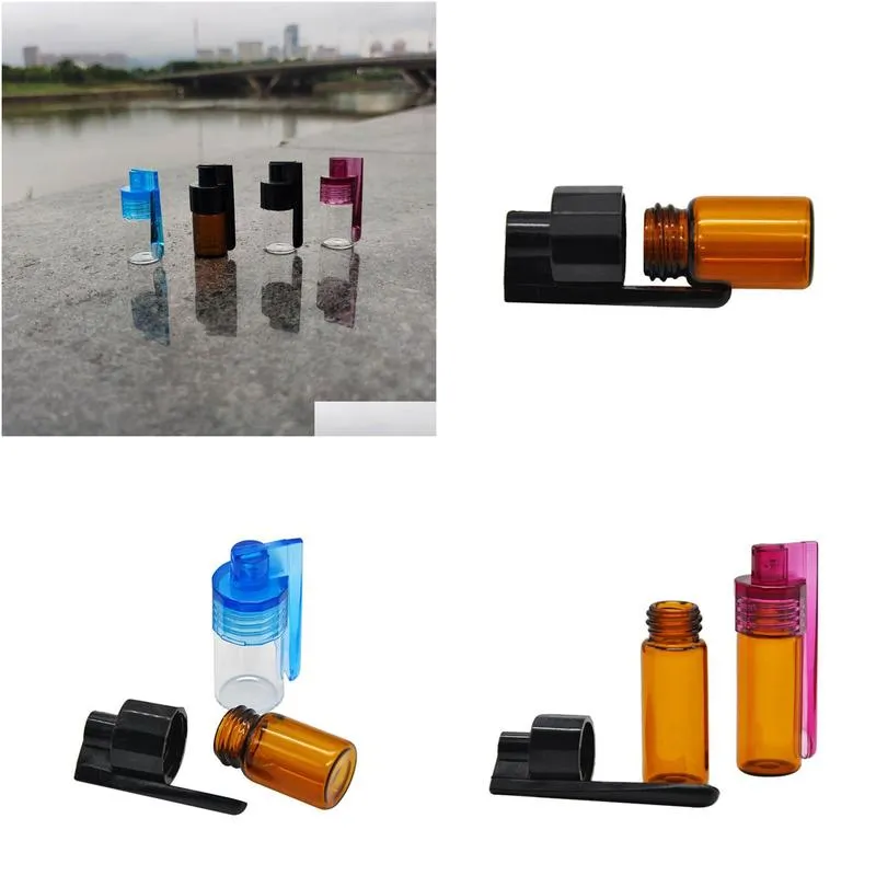 Storage Bottles & Jars Epacket 24Pcslot 51Mm36Mm Glass Case Smoking Bottle Snuff Snorter Dispenser Plastic Cap Vial Storage Container Otr28