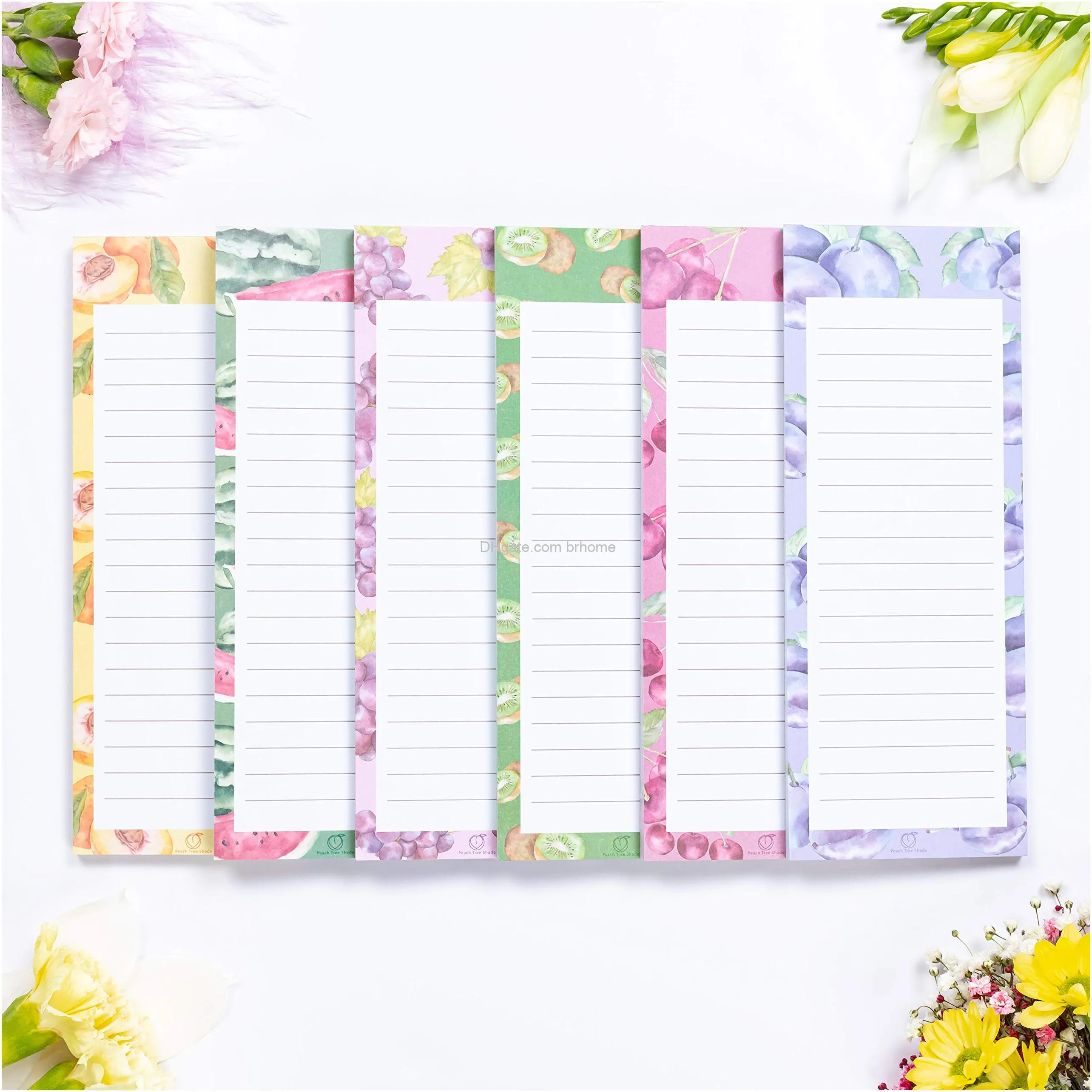 cool patterns magnetic notepads set of 6 50sheet pads 3 1/4 x 8 inches lined memo pads shipping list office organizer